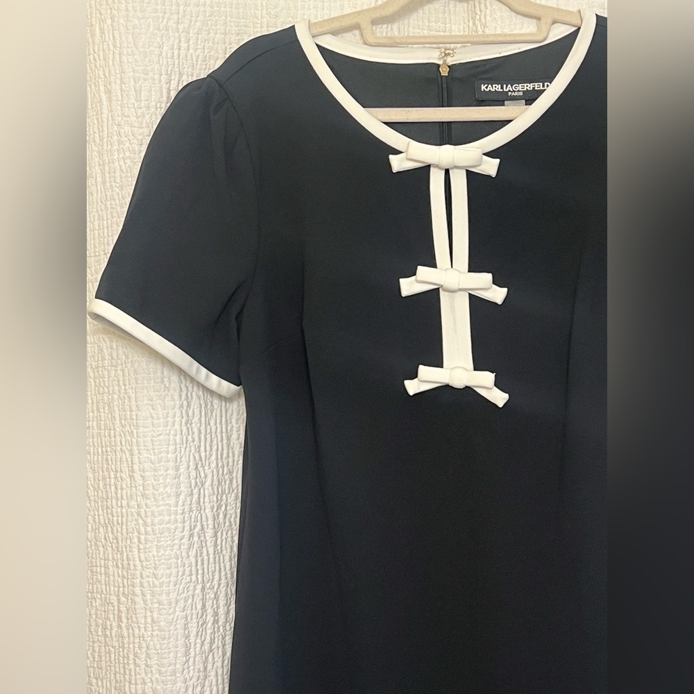 Karl Lagerfeld Black Dress with White Trim - Picture 2 of 7